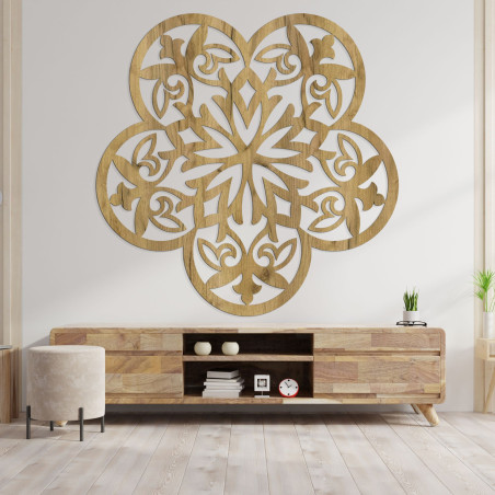 Wooden wall decoration mandala mysterious flower - AURELIA