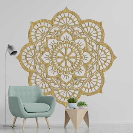 Wooden wall decoration with mandala symbolism lotus flower - MYSTICA