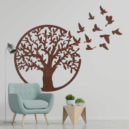 Wooden picture of birds