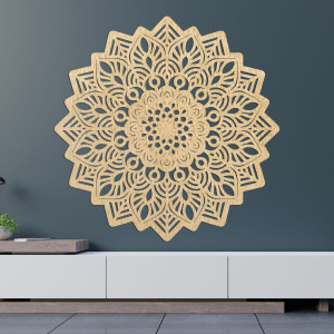 Carved wooden wall decoration mandala sun - SOLIS