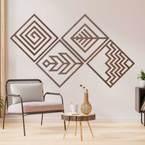Wooden wall painting four elements