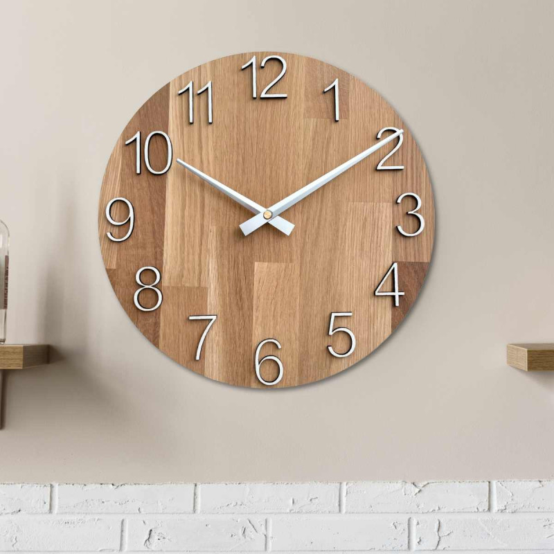 Wall clock made of solid oak - minimalist design UNITA