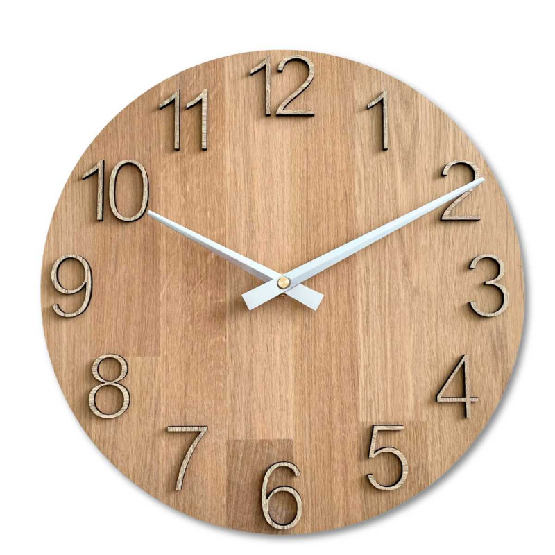 Wall clock made of solid oak - minimalist design UNITA