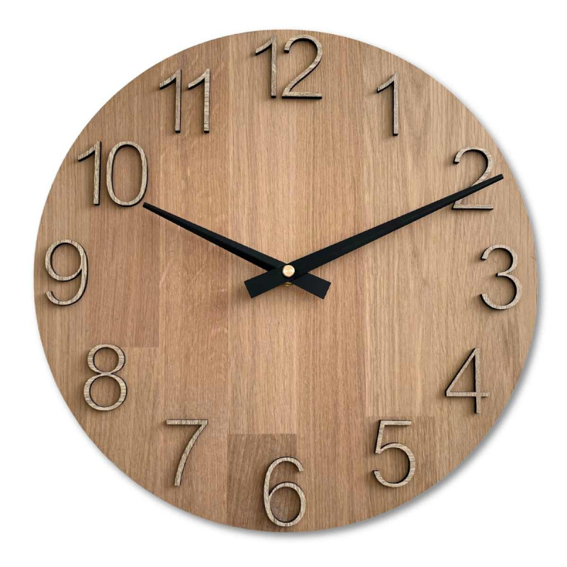 Oak wall clock with Arabic numerals - DOMOD