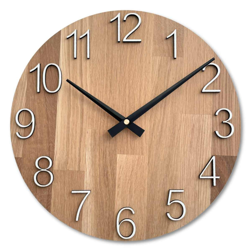 Oak wall clock with Arabic numerals - DOMOD