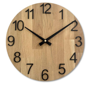 Oak wall clock with Arabic numerals - DOMOD