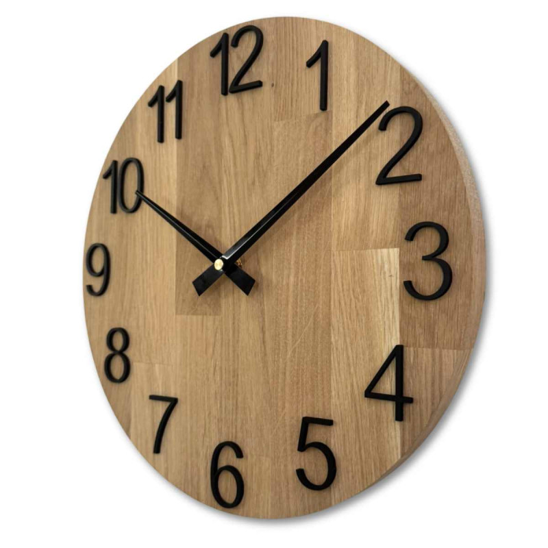 Oak wall clock with Arabic numerals - DOMOD