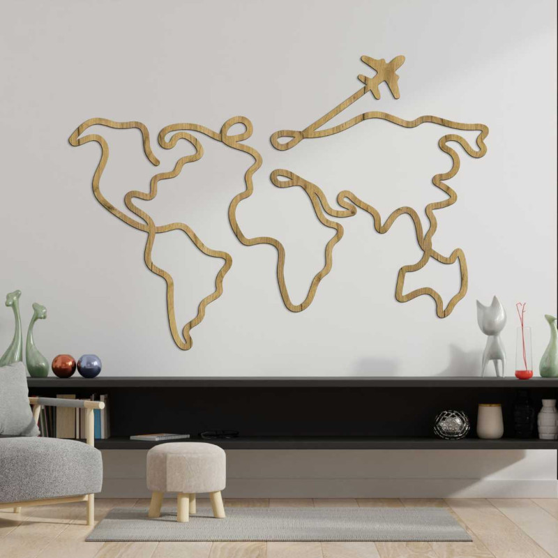 world maps connected in one elegant stroke create the impression of a continuous journey.