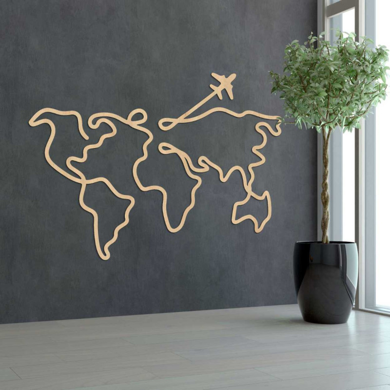 Wooden map on the wall