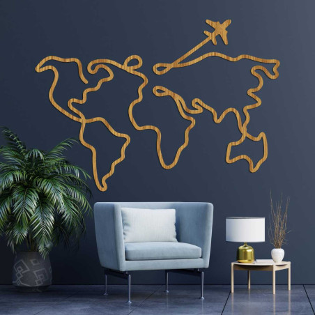 world maps connected in one elegant stroke create the impression of a continuous journey.