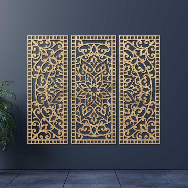 Wall decoration three-piece panel mandala - AURELIA