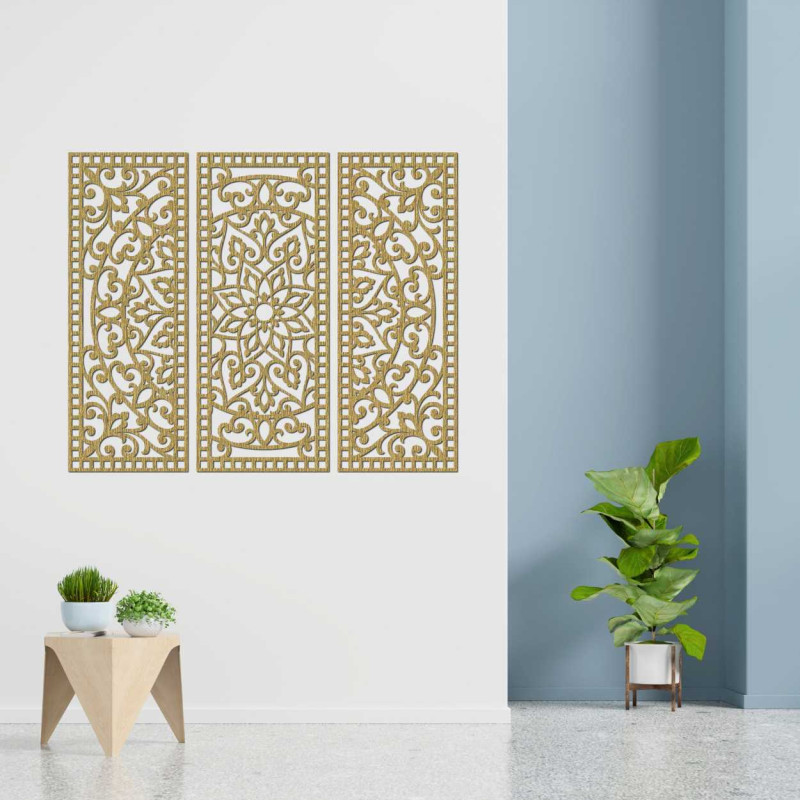 Wall decoration three-piece panel mandala - AURELIA