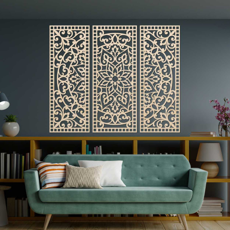 Wall decoration three-piece panel mandala - AURELIA