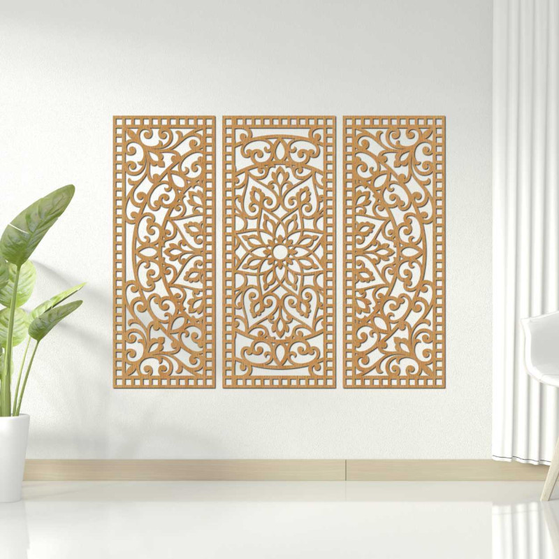 Wooden multi-part wall decoration mandala - ORNATA
