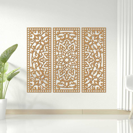 The three-piece design combines traditional patterns with modern precision.