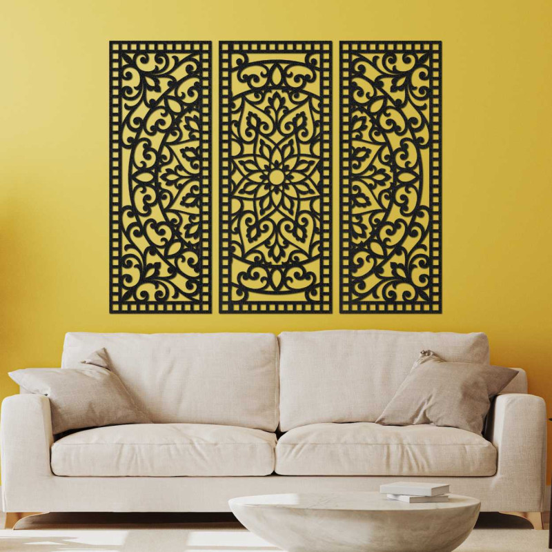 Wooden multi-part wall decoration mandala - ORNATA