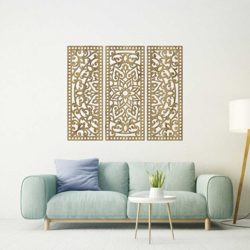 Wooden multi-part wall decoration mandala - ORNATA