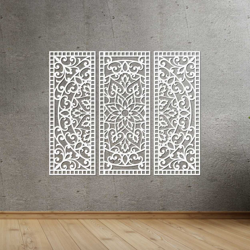 The three-piece design combines traditional patterns with modern precision.