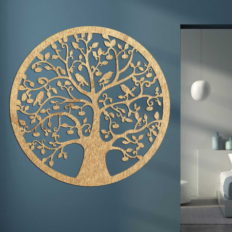 Large black Tree of Life wall hanging with carved bird and leaf details.