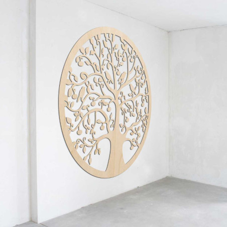 Large black Tree of Life wall hanging with carved bird and leaf details.