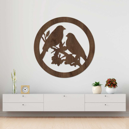 Wooden wall picture birds on branches - AVIAN