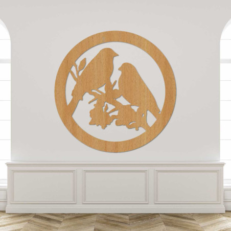 Wooden wall picture birds on branches - AVIAN