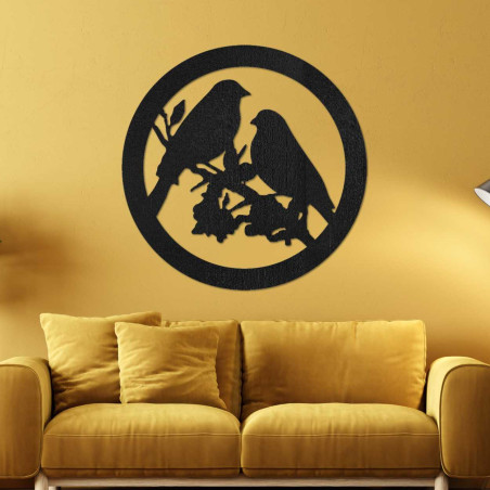 Wooden wall picture birds on branches - AVIAN