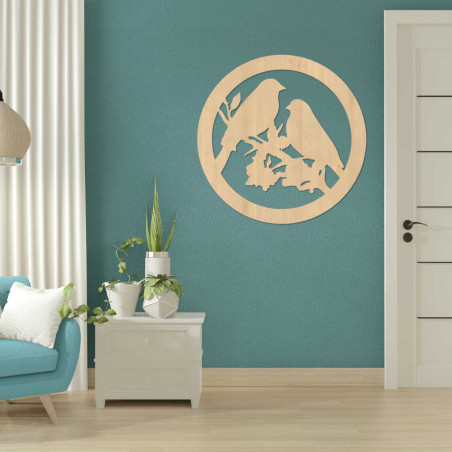 Wooden wall picture birds on branches - AVIAN