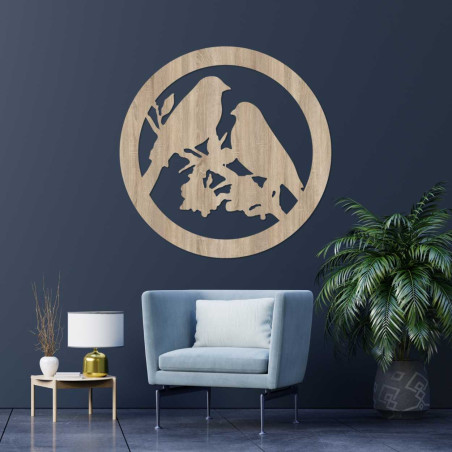 Wooden wall picture birds on branches - AVIAN