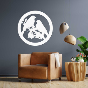 Wooden wall picture birds on branches - AVIAN 2