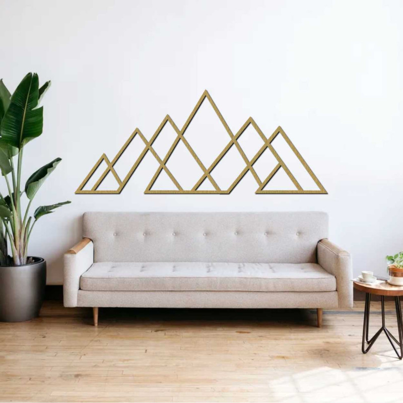 Geometric mountain painting - wooden wall decoration in a modern style for nature and minimalism lovers.