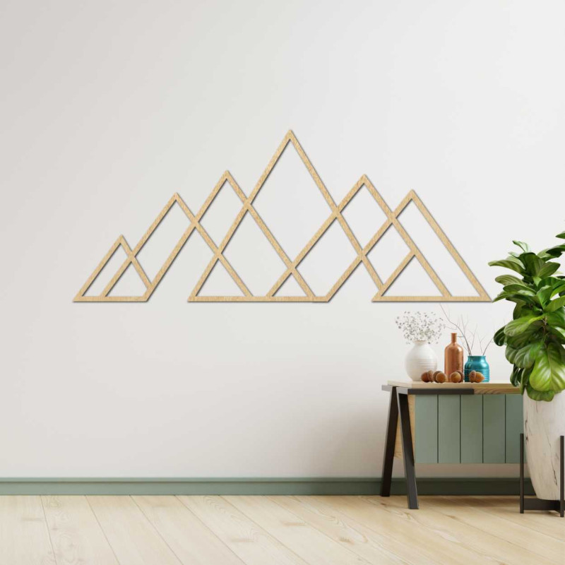 Geometric mountain painting - wooden wall decoration in a modern style for nature and minimalism lovers.