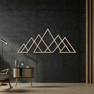 Geometric mountain painting - wooden wall decoration in a modern style for nature and minimalism lovers.