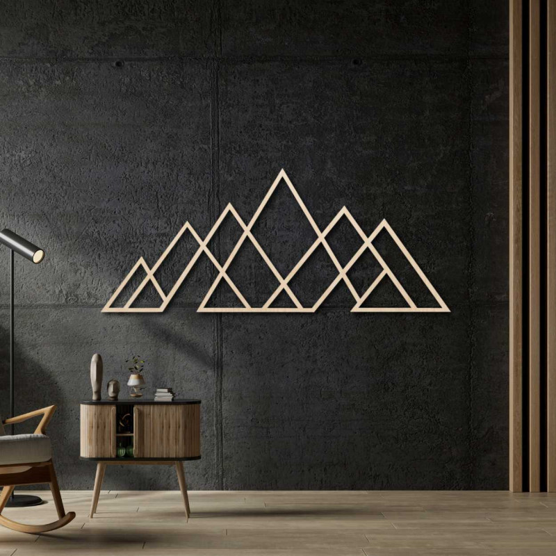 Geometric mountain painting - wooden wall decoration in a modern style for nature and minimalism lovers.
