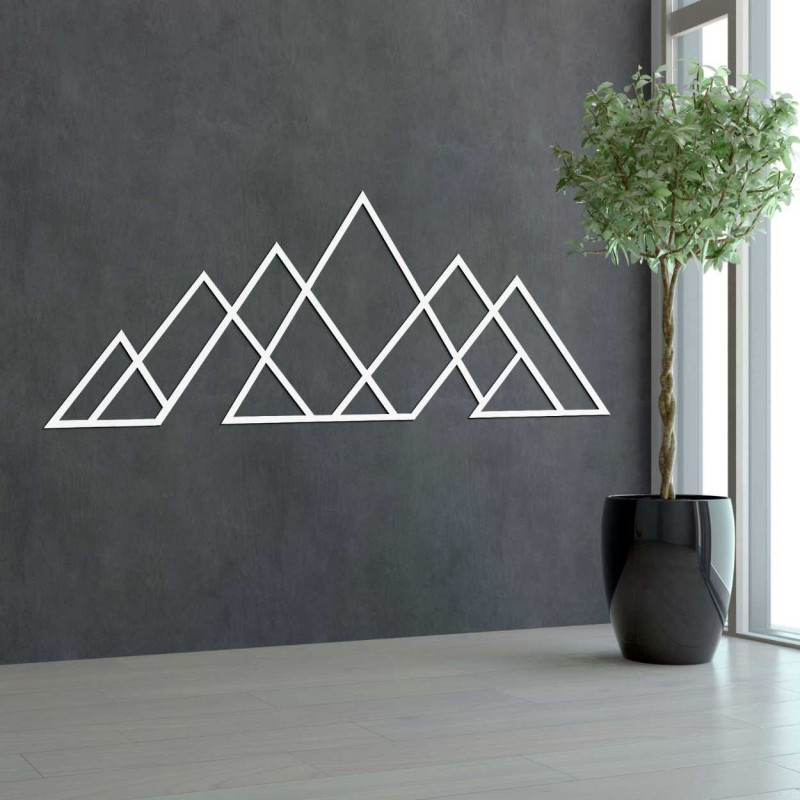 Wooden wall picture of geometric mountains - APALATU