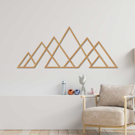 Wooden wall picture of geometric mountains - APALATU