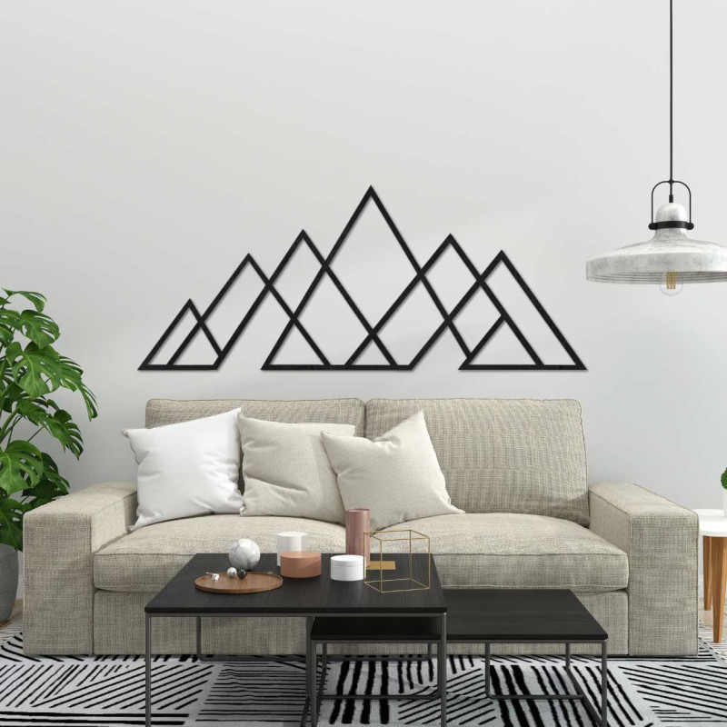 Wooden wall picture of geometric mountains - APALATU