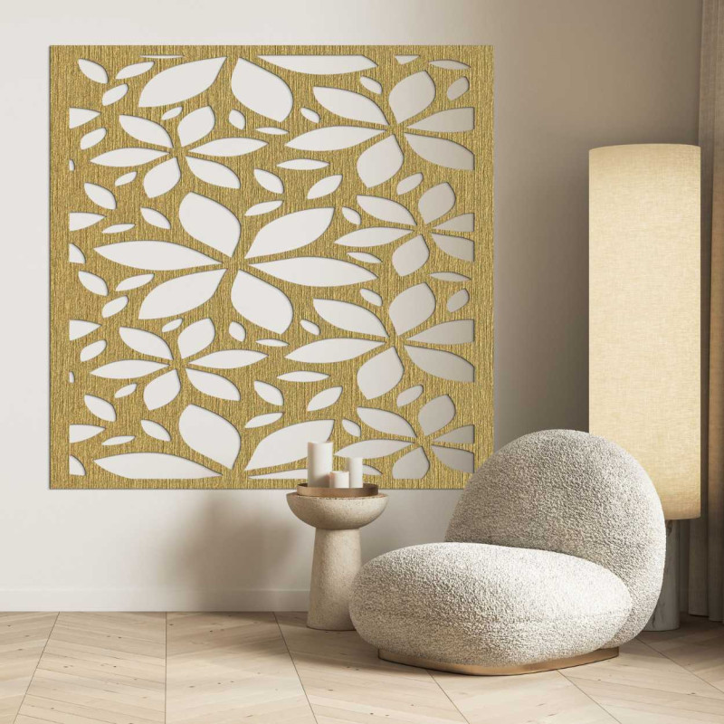 Wooden wall decoration flowers square- SAJFO