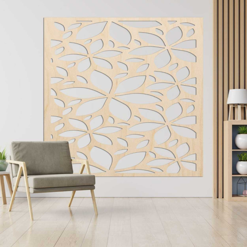 Wooden wall decoration flowers square- SAJFO