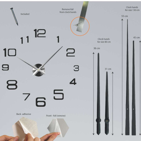 adhesive clock dimensions