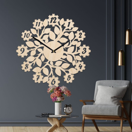 stylish clock with numbers, flowers stylish clock with numbers, flowers