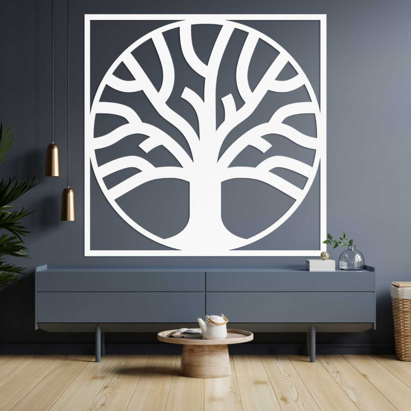 Natural wooden decoration with a harmonious tree design and rooting.