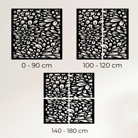 A detailed wooden painting with organic shapes reminiscent of flowers and leaves.