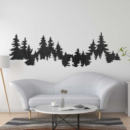 A modern space with natural wooden decoration in the shape of trees. A modern space with natural wooden decoration in the shape of trees.