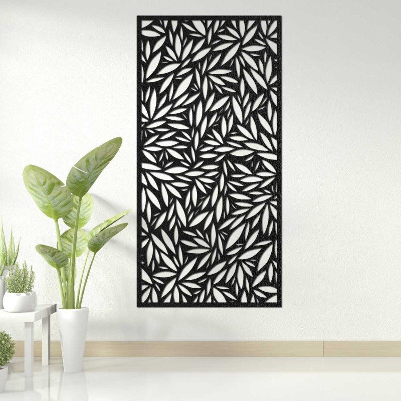 A close-up view of a design painting with a leaf motif