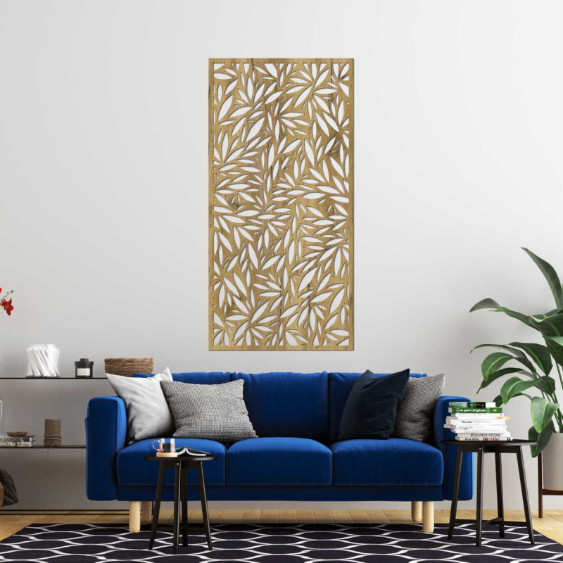 A close-up view of a design painting with a leaf motif