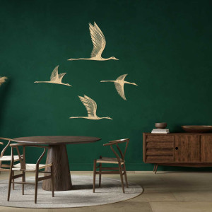Detailed silhouette of birds in flight carved from quality wood 2