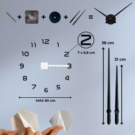 Clock set designed for mounting directly on the wall without a frame base.