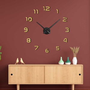 Modern wall clock with spatial digits arranged in a circle.