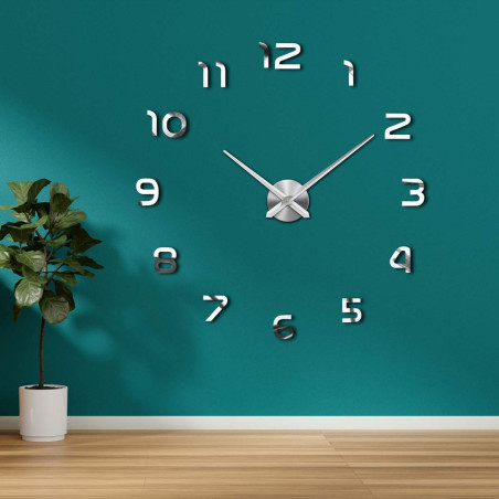 Design wall clock with spatial digits arranged in a circle.